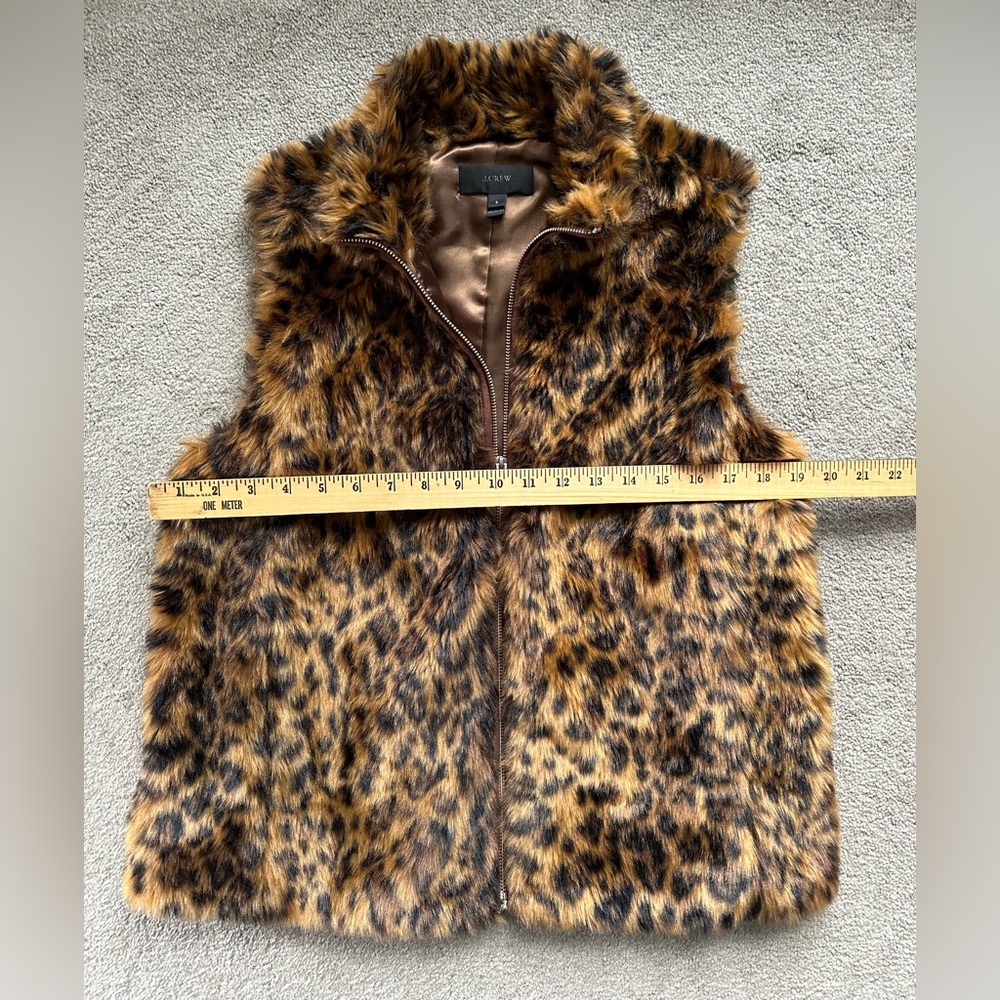 J. Crew Leopard Print Faux Fur Vest - Picture 5 of 7